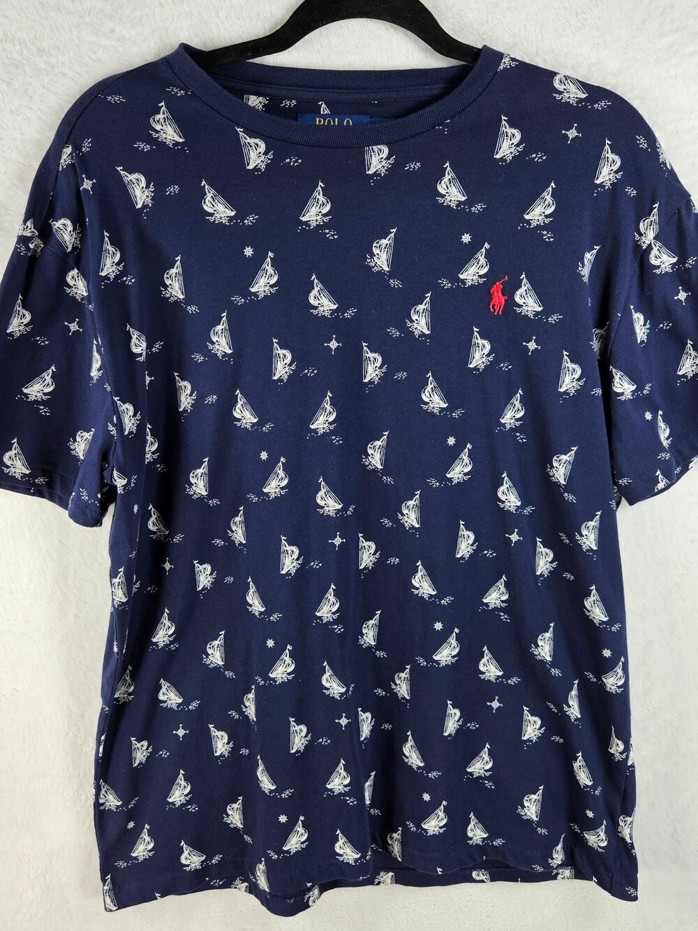 Polo Ralph Lauren T-Shirt Sailboat Print Navy Men's Size Medium